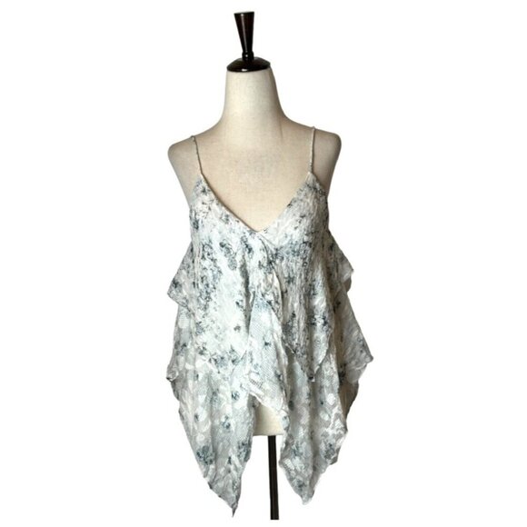 Chelsea And Walker Shirt Women 8‎ Ivory Floral Silk Blend Asymmetric Becky Cami - Picture 2 of 11